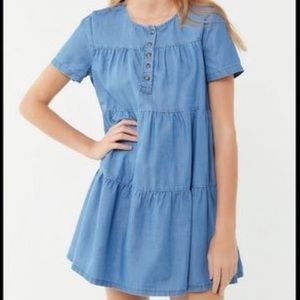 BDG Chambray Tiered Babydoll Dress